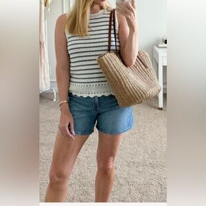 J Crew Striped crochet sweater-tank, size M